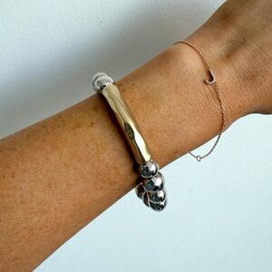 Two Toned Silver & Gold Beaded Bracelet